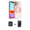 MARSİLYAN™- iPhone 11 Kılıf Nova Işık Özel Seri - Siyah 3D Antistatik Hayalet Cam Ekran Koruyucu + PVD Metal Kamera Lens - TU