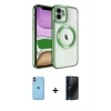 MARSİLYAN™- iPhone 11 Kılıf Nova Işık Özel Seri - Siyah 3D Antistatik Hayalet Cam Ekran Koruyucu + Neon Fosforlu Kamera Lens - TU