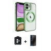 MARSİLYAN™- iPhone 11 Kılıf Nova Işık Özel Seri - Siyah 3D Antistatik Hayalet Cam Ekran Koruyucu + PVD Metal Kamera Lens - YL
