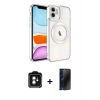 MARSİLYAN™- iPhone 11 Kılıf Nova Işık Özel Seri - Siyah 3D Antistatik Hayalet Cam Ekran Koruyucu + PVD Metal Kamera Lens - YL