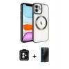 MARSİLYAN™- iPhone 11 Kılıf Nova Işık Özel Seri - Siyah 3D Antistatik Hayalet Cam Ekran Koruyucu + PVD Metal Kamera Lens - YL