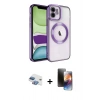 MARSİLYAN™- iPhone 11 Kılıf Nova Işık Özel Seri - Siyah 3D Antistatik Mat Seramik Nano Ekran Koruyucu + Gökkuşağı Pers Alüminyum Kamera Lens