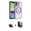 MARSİLYAN™- iPhone 11 Kılıf Nova Işık Özel Seri - Siyah 3D Antistatik Mat Seramik Nano Ekran Koruyucu + Kamera Lens Koruma Cam - SF