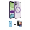 MARSİLYAN™- iPhone 11 Kılıf Nova Işık Özel Seri - Siyah 3D Antistatik Mat Seramik Nano Ekran Koruyucu + Neon Fosforlu Kamera Lens - MI