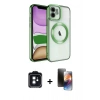 MARSİLYAN™- iPhone 11 Kılıf Nova Işık Özel Seri - Siyah 3D Antistatik Mat Seramik Nano Ekran Koruyucu + PVD Metal Kamera Lens - SH