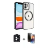 MARSİLYAN™- iPhone 11 Kılıf Nova Işık Özel Seri - Siyah 3D Antistatik Mat Seramik Nano Ekran Koruyucu + PVD Metal Kamera Lens - SH