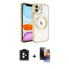 MARSİLYAN™- iPhone 11 Kılıf Nova Işık Özel Seri - Siyah 3D Antistatik Mat Seramik Nano Ekran Koruyucu + PVD Metal Kamera Lens - SH