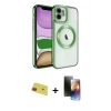 MARSİLYAN™- iPhone 11 Kılıf Nova Işık Özel Seri - Siyah 3D Antistatik Mat Seramik Nano Ekran Koruyucu + Rainbow Kamera Lens Koruma Cam - KI