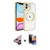 MARSİLYAN™- iPhone 11 Kılıf Nova Işık Özel Seri - Siyah 3D Antistatik Mat Seramik Nano Ekran Koruyucu + Raze Metal Kamera Lens - SH