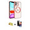 MARSİLYAN™- iPhone 11 Kılıf Nova Işık Özel Seri - Siyah 3D Antistatik Mat Seramik Nano Ekran Koruyucu + Rainbow Kamera Lens Koruma Cam - KI