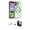 MARSİLYAN™- iPhone 11 Kılıf Nova Işık Özel Seri - Siyah 3D Antistatik Mat Seramik Nano Ekran Koruyucu + Renkli Kamera Lens Koruma Cam - YL