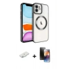 MARSİLYAN™- iPhone 11 Kılıf Nova Işık Özel Seri - Siyah 3D Antistatik Mat Seramik Nano Ekran Koruyucu + Sarı Renkli Kamera Lens Koruma Cam