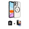 MARSİLYAN™- iPhone 11 Kılıf Nova Işık Özel Seri - Siyah 3D Antistatik Mat Seramik Nano Ekran Koruyucu + PVD Metal Kamera Lens - TU