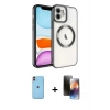 MARSİLYAN™- iPhone 11 Kılıf Nova Işık Özel Seri - Siyah 3D Antistatik Mat Seramik Nano Ekran Koruyucu + Neon Fosforlu Kamera Lens - TU