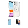 MARSİLYAN™- iPhone 11 Kılıf Nova Işık Özel Seri - Siyah 3D Antistatik Mat Seramik Nano Ekran Koruyucu + Neon Fosforlu Kamera Lens - TU