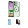 MARSİLYAN™- iPhone 11 Kılıf Nova Işık Özel Seri - Siyah 3D Antistatik Mat Seramik Nano Ekran Koruyucu + Neon Fosforlu Kamera Lens - TU