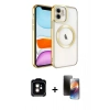 MARSİLYAN™- iPhone 11 Kılıf Nova Işık Özel Seri - Siyah 3D Antistatik Mat Seramik Nano Ekran Koruyucu + PVD Metal Kamera Lens - TU