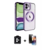MARSİLYAN™- iPhone 11 Kılıf Nova Işık Özel Seri - Siyah 3D Antistatik Mat Seramik Nano Ekran Koruyucu + Yeşil PVD Metal Kamera Lens