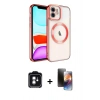 MARSİLYAN™- iPhone 11 Kılıf Nova Işık Özel Seri - Siyah 3D Antistatik Mat Seramik Nano Ekran Koruyucu + Yeşil PVD Metal Kamera Lens