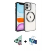 MARSİLYAN™- iPhone 11 Kılıf Nova Işık Özel Seri - Siyah 3D Antistatik Seramik Nano Ekran Koruyucu + Kırmızı Raze Metal Kamera Lens