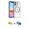 MARSİLYAN™- iPhone 11 Kılıf Nova Işık Özel Seri - Siyah 3D Antistatik Seramik Nano Ekran Koruyucu + Rainbow Kamera Lens Koruma Cam - KI