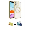 MARSİLYAN™- iPhone 11 Kılıf Nova Işık Özel Seri - Siyah 3D Antistatik Seramik Nano Ekran Koruyucu + Rainbow Kamera Lens Koruma Cam - KI