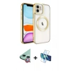 MARSİLYAN™- iPhone 11 Kılıf Nova Işık Özel Seri - Siyah 3D Antistatik Seramik Nano Ekran Koruyucu + Raze Metal Kamera Lens - KI