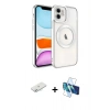 MARSİLYAN™- iPhone 11 Kılıf Nova Işık Özel Seri - Siyah 3D Antistatik Seramik Nano Ekran Koruyucu + Renkli Kamera Lens Koruma Cam - SI