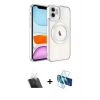MARSİLYAN™- iPhone 11 Kılıf Nova Işık Özel Seri - Siyah 3D Antistatik Seramik Nano Ekran Koruyucu + Kamera Lens Koruma Cam - SF