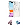 MARSİLYAN™- iPhone 11 Kılıf Nova Işık Özel Seri - Siyah 3D Antistatik Seramik Nano Ekran Koruyucu + Siyah Raze Metal Kamera Lens
