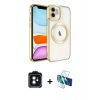 MARSİLYAN™- iPhone 11 Kılıf Nova Işık Özel Seri - Siyah 3D Antistatik Seramik Nano Ekran Koruyucu + PVD Metal Kamera Lens - SH
