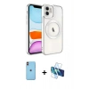 MARSİLYAN™- iPhone 11 Kılıf Nova Işık Özel Seri - Siyah 3D Antistatik Seramik Nano Ekran Koruyucu + Turuncu Neon Fosforlu Kamera Lens