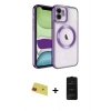 MARSİLYAN™- iPhone 11 Kılıf Nova Işık Özel Seri - Siyah 6D Antistatik Mat Seramik Hayalet Nano Ekran Koruyucu + Rainbow Kamera Lens Koruma Cam - KI