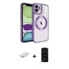 MARSİLYAN™- iPhone 11 Kılıf Nova Işık Özel Seri - Siyah 6D Antistatik Mat Seramik Hayalet Nano Ekran Koruyucu + Renkli Kamera Lens Koruma Cam - PE