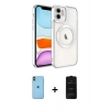 MARSİLYAN™- iPhone 11 Kılıf Nova Işık Özel Seri - Siyah 6D Antistatik Mat Seramik Hayalet Nano Ekran Koruyucu + Neon Fosforlu Kamera Lens - TU