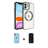 MARSİLYAN™- iPhone 11 Kılıf Nova Işık Özel Seri - Siyah 6D Antistatik Mat Seramik Hayalet Nano Ekran Koruyucu + Neon Fosforlu Kamera Lens - TU