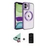 MARSİLYAN™- iPhone 11 Kılıf Nova Işık Özel Seri - Siyah 6D Antistatik Mat Seramik Hayalet Nano Ekran Koruyucu + Kırmızı Raze Metal Kamera Lens