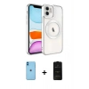 MARSİLYAN™- iPhone 11 Kılıf Nova Işık Özel Seri - Siyah 6D Antistatik Mat Seramik Hayalet Nano Ekran Koruyucu + Neon Fosforlu Kamera Lens - MI