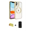 MARSİLYAN™- iPhone 11 Kılıf Nova Işık Özel Seri - Siyah 6D Antistatik Mat Seramik Hayalet Nano Ekran Koruyucu + Rainbow Kamera Lens Koruma Cam - KI