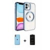 MARSİLYAN™- iPhone 11 Kılıf Nova Işık Özel Seri - Siyah 6D Antistatik Mat Seramik Hayalet Nano Ekran Koruyucu + Neon Fosforlu Kamera Lens - TU