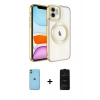 MARSİLYAN™- iPhone 11 Kılıf Nova Işık Özel Seri - Siyah 6D Antistatik Mat Seramik Hayalet Nano Ekran Koruyucu + Neon Fosforlu Kamera Lens - YL