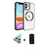 MARSİLYAN™- iPhone 11 Kılıf Nova Işık Özel Seri - Siyah 6D Antistatik Mat Seramik Hayalet Nano Ekran Koruyucu + Kırmızı Raze Metal Kamera Lens