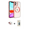 MARSİLYAN™- iPhone 11 Kılıf Nova Işık Özel Seri - Siyah 6D Mat Seramik Hayalet Nano Ekran Koruyucu + Kırmızı Pers Alüminyum Kamera Lens