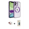 MARSİLYAN™- iPhone 11 Kılıf Nova Işık Özel Seri - Siyah 6D Mat Seramik Hayalet Nano Ekran Koruyucu + Kırmızı Pers Alüminyum Kamera Lens