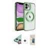 MARSİLYAN™- iPhone 11 Kılıf Nova Işık Özel Seri - Siyah 6D Mat Seramik Hayalet Nano Ekran Koruyucu + Kırmızı Raze Metal Kamera Lens