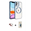 MARSİLYAN™- iPhone 11 Kılıf Nova Işık Özel Seri - Siyah 6D Mat Seramik Hayalet Nano Ekran Koruyucu + Kırmızı Pers Alüminyum Kamera Lens