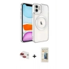 MARSİLYAN™- iPhone 11 Kılıf Nova Işık Özel Seri - Siyah 6D Mat Seramik Hayalet Nano Ekran Koruyucu + Kırmızı Pers Alüminyum Kamera Lens