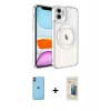 MARSİLYAN™- iPhone 11 Kılıf Nova Işık Özel Seri - Siyah 6D Mat Seramik Hayalet Nano Ekran Koruyucu + Neon Fosforlu Kamera Lens - TU