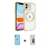 MARSİLYAN™- iPhone 11 Kılıf Nova Işık Özel Seri - Siyah 6D Mat Seramik Hayalet Nano Ekran Koruyucu + Neon Fosforlu Kamera Lens - YL