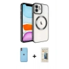 MARSİLYAN™- iPhone 11 Kılıf Nova Işık Özel Seri - Siyah 6D Mat Seramik Hayalet Nano Ekran Koruyucu + Neon Fosforlu Kamera Lens - TU